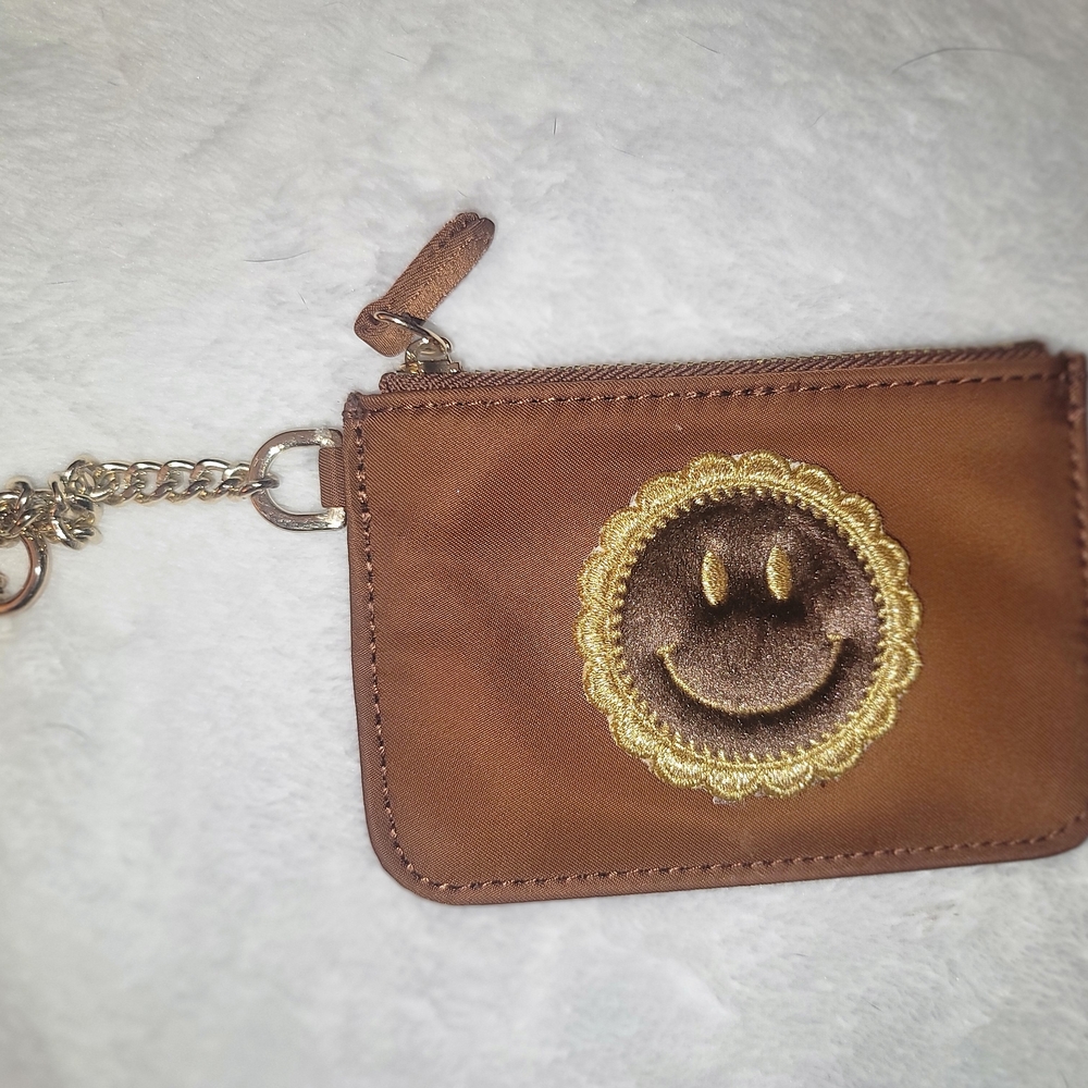 Stoney Clover Lane Brown Pouch with Gold Smiley